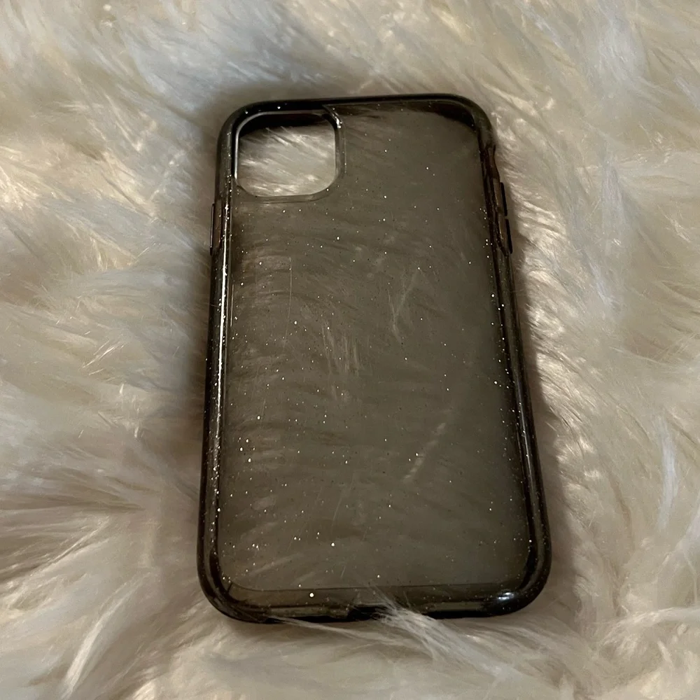 Iphone 11 pro lifeproof phone case sheer black with silver sparkles